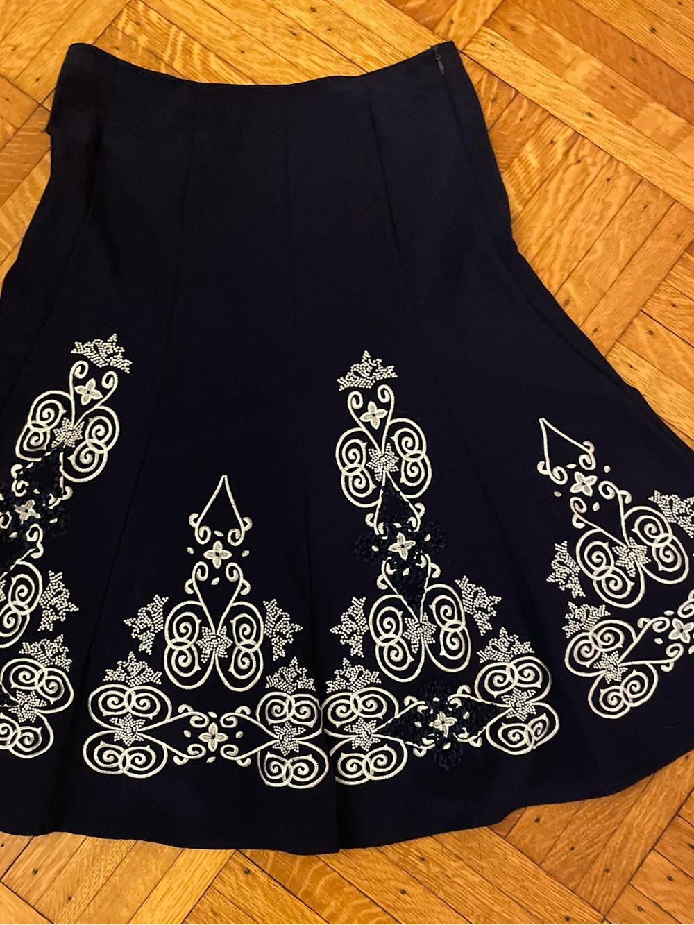 Sunny Leigh Navy Embroidered A Line Skirt